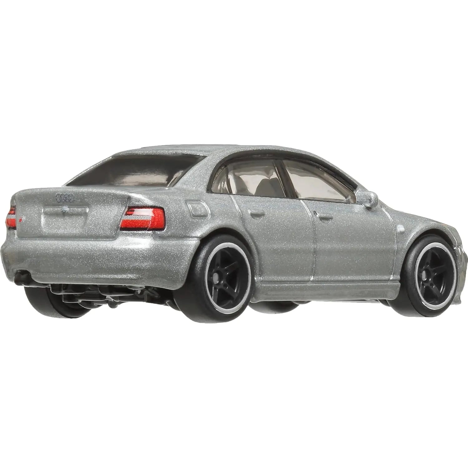 Hot Wheels 1:64 Audi S4 quattro World Tour 5/5 premium die-cast model in Light Silver Metallic with Real Riders wheels and Metal/Metal construction.