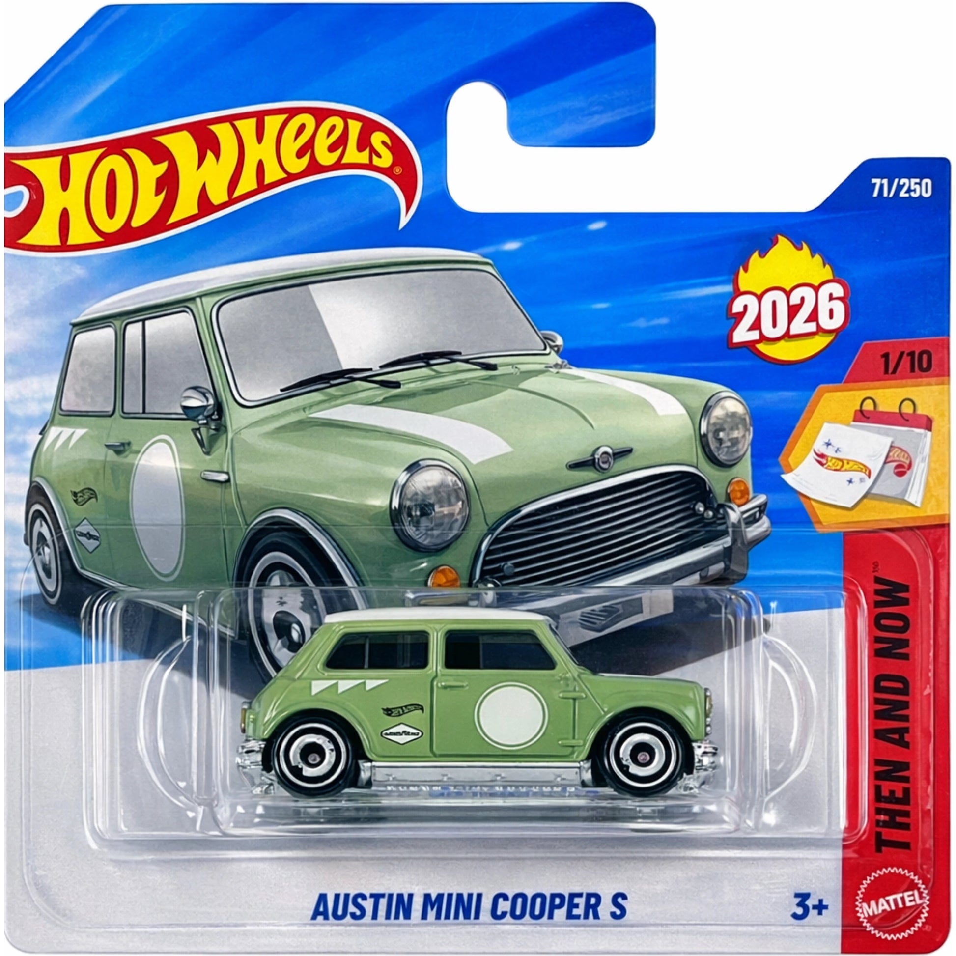 Hot Wheels 1:64 Austin Mini Cooper S Then and Now 1/10 2026 JJH38 light green Short Card die-cast model