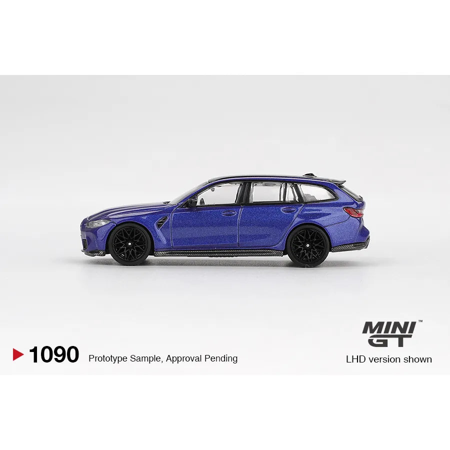 Mini GT 1:64 BMW M3 Touring Competition Portimao Blue Metallic 2023 die-cast model car.