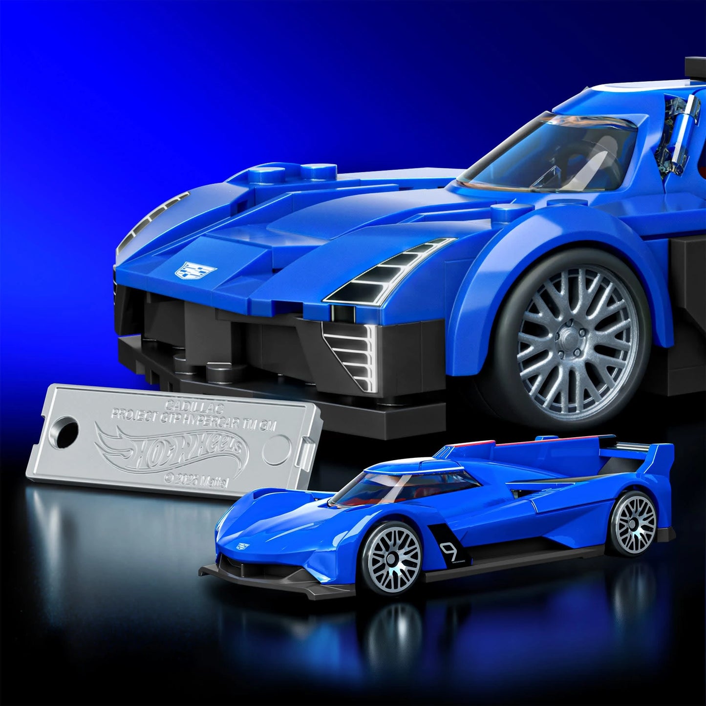 Mattel Brick Shop 1:32 scale Cadillac Project GTP Hypercar set with exclusive die-cast car and customization features