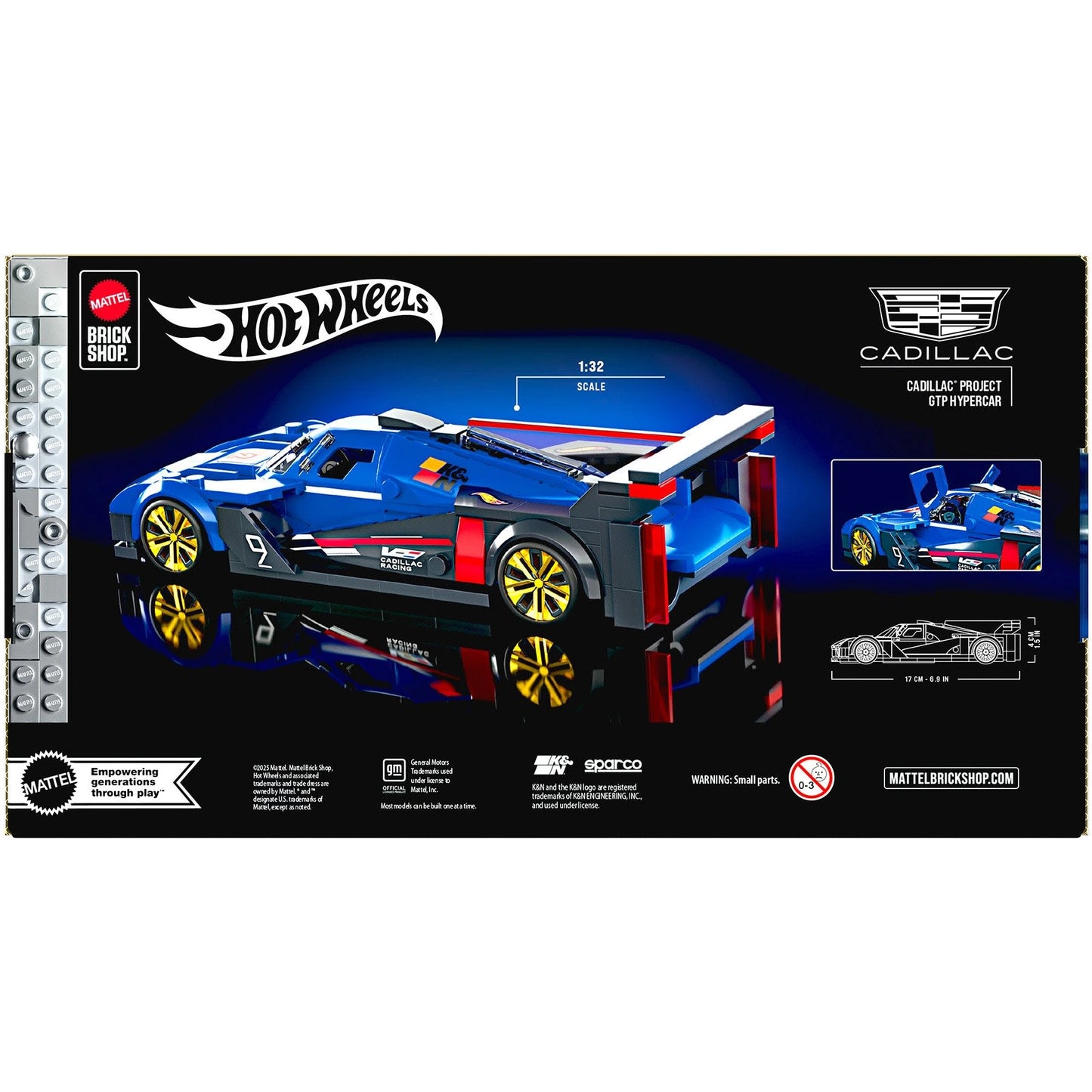 Mattel Brick Shop 1:32 scale Cadillac Project GTP Hypercar set with exclusive die-cast car and customization features