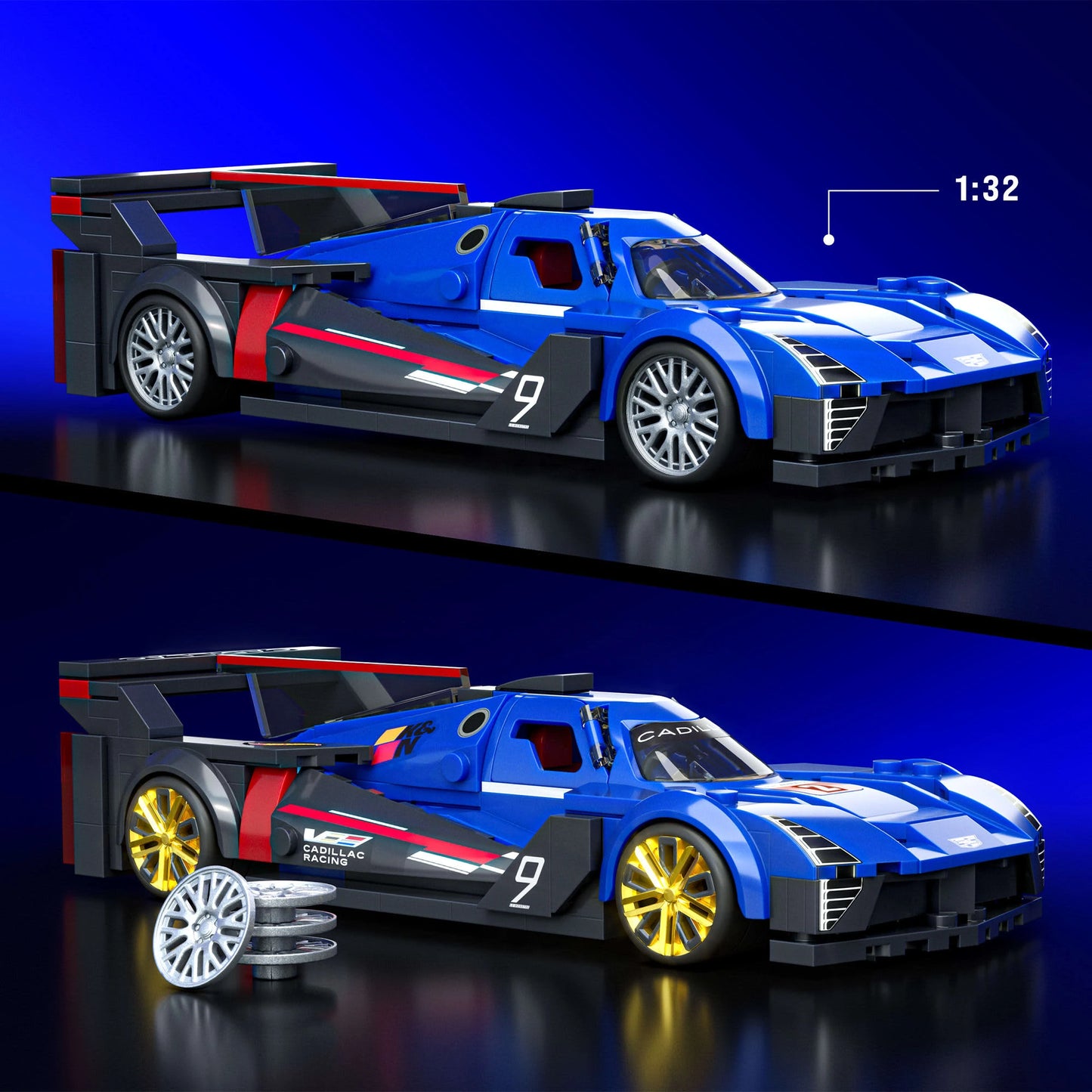 Mattel Brick Shop 1:32 scale Cadillac Project GTP Hypercar set with exclusive die-cast car and customization features