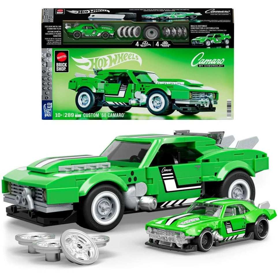 Mattel Brick Shop buildable 1:32 scale Custom ’68 Camaro set with die-cast car and customization features