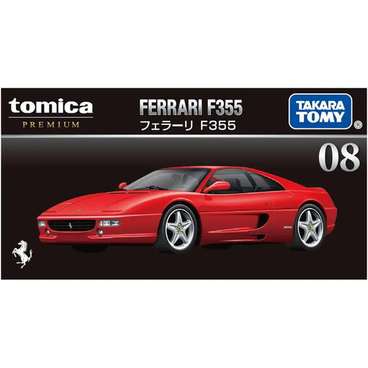 Tomica Premium 08 Ferrari F355 red die-cast model by Takara Tomy
