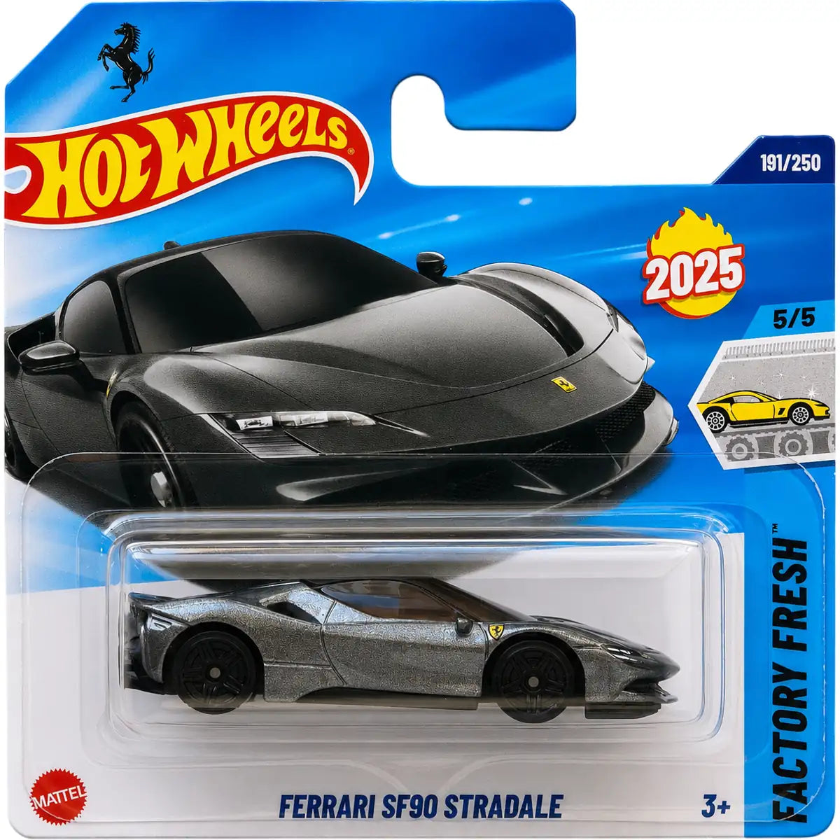 Hot Wheels 1:64 Ferrari SF90 Stradale Gray HW Exotics 191/250 5/5 HYY08 Short Card