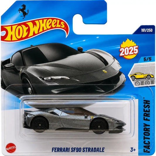 Hot Wheels 1:64 Ferrari SF90 Stradale Gray HW Exotics 191/250 5/5 HYY08 Short Card
