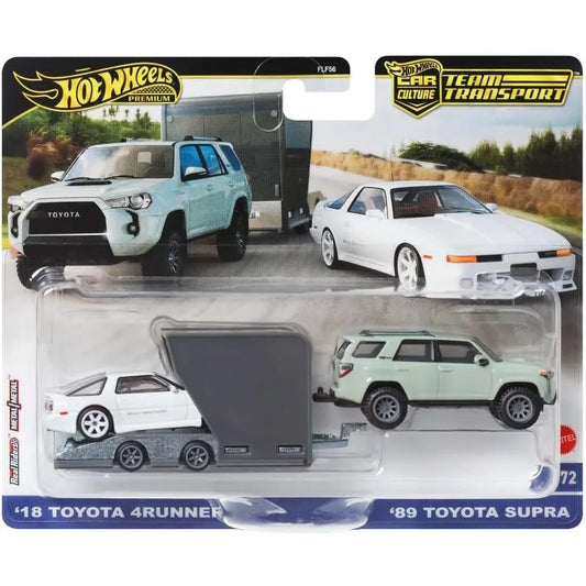Hot Wheels Team ’18 Toyota 4Runner and ’89 Toyota Supra #72 HRV37 FLF56 1:64 scale die-cast collectible.