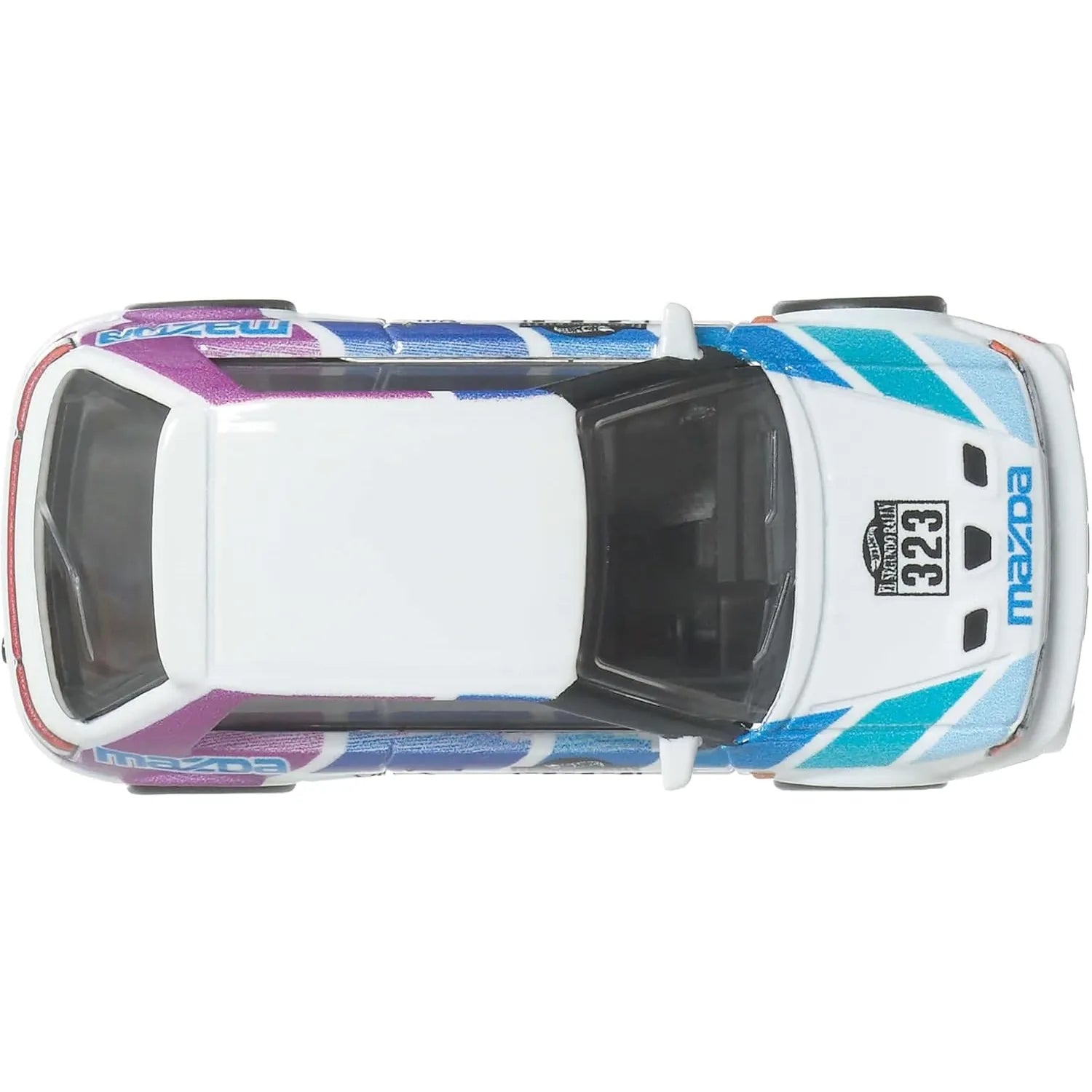 Hot Wheels 1:64 Mazda 323 GTR Modern Classics Car Culture premium die-cast model with Real Riders wheels and racing livery.