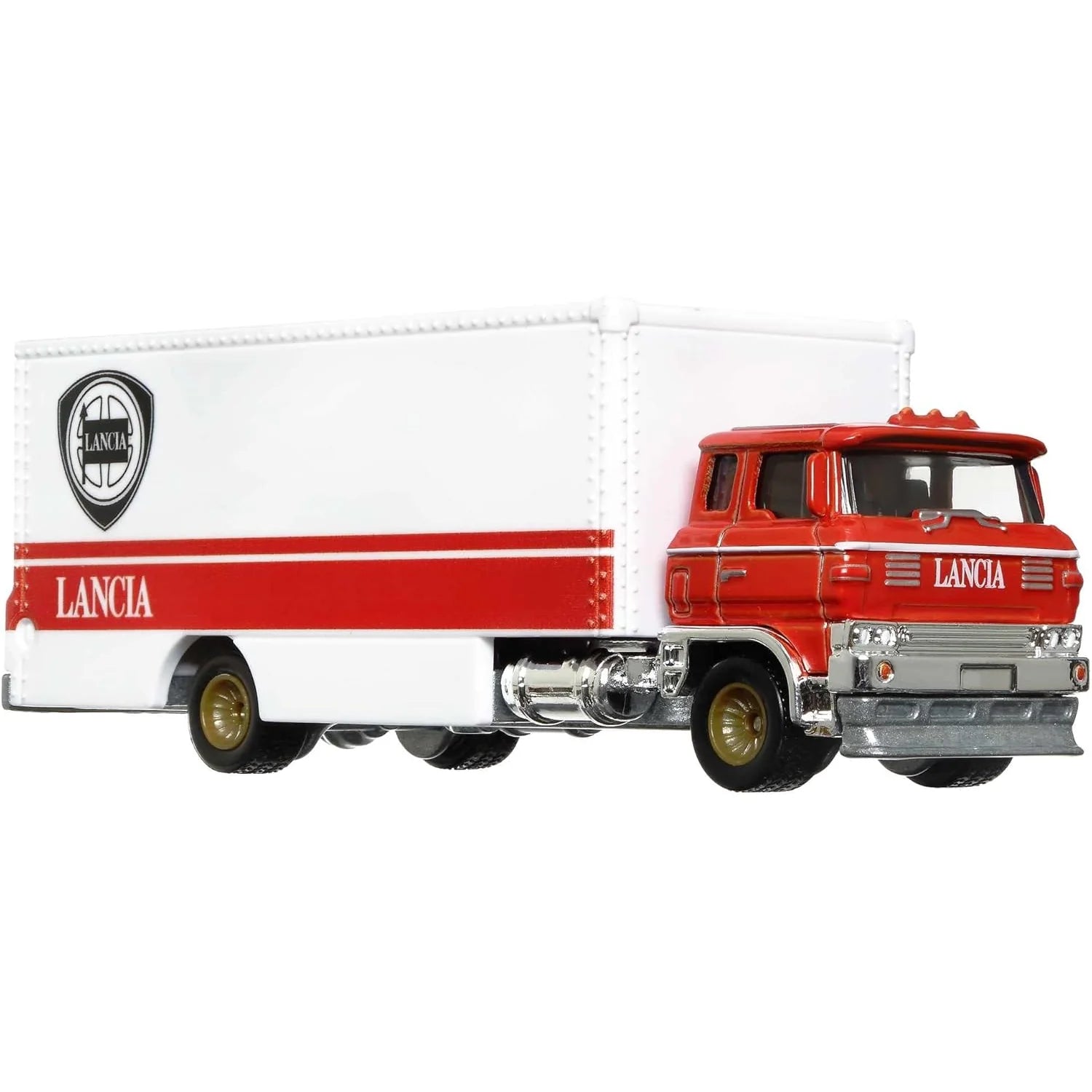 Hot Wheels Premium Car Culture Team Transport #42 Lancia Stratos Group 5 with Sakura Sprinter transporter in white and red racing livery, 1:64 scale die-cast set with protector included.