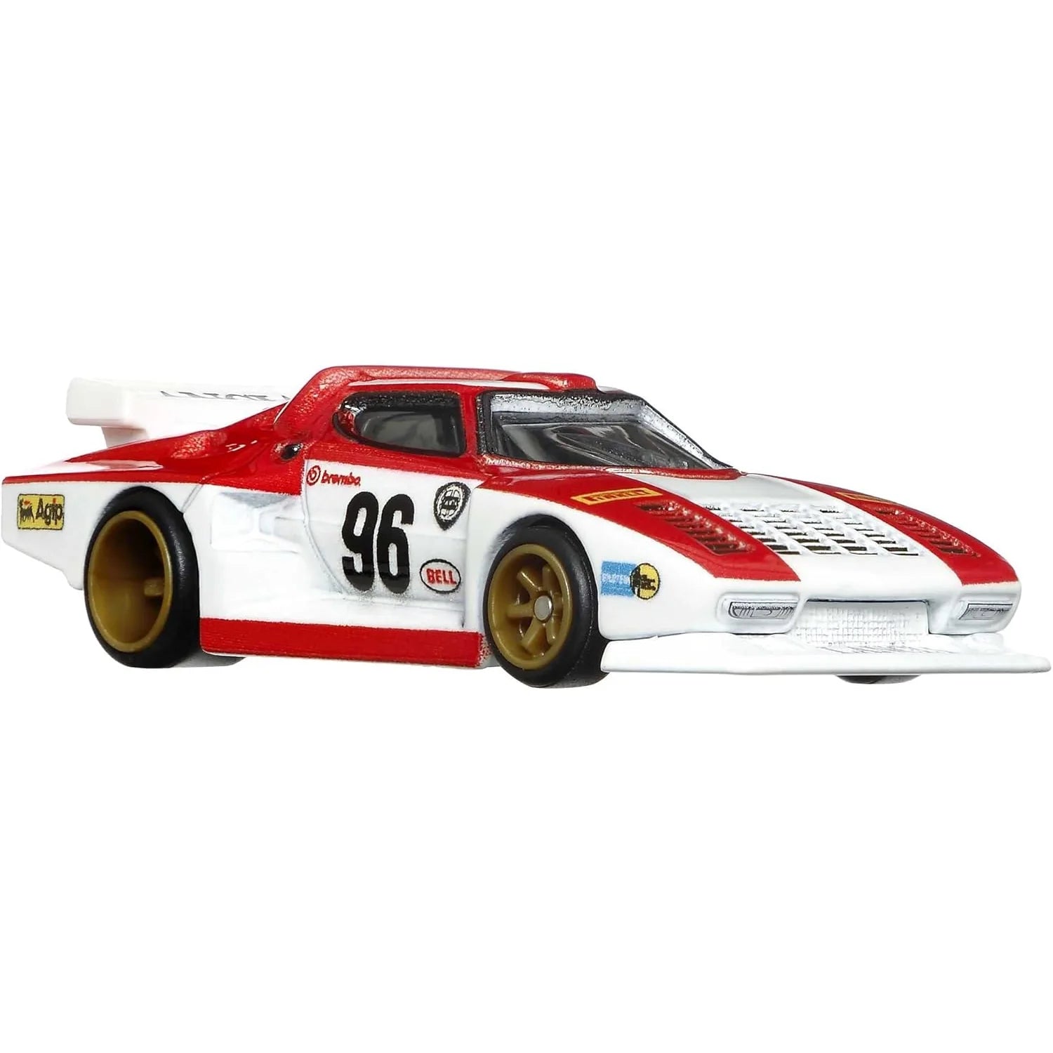 Hot Wheels Premium Car Culture Team Transport #42 Lancia Stratos Group 5 with Sakura Sprinter transporter in white and red racing livery, 1:64 scale die-cast set with protector included.