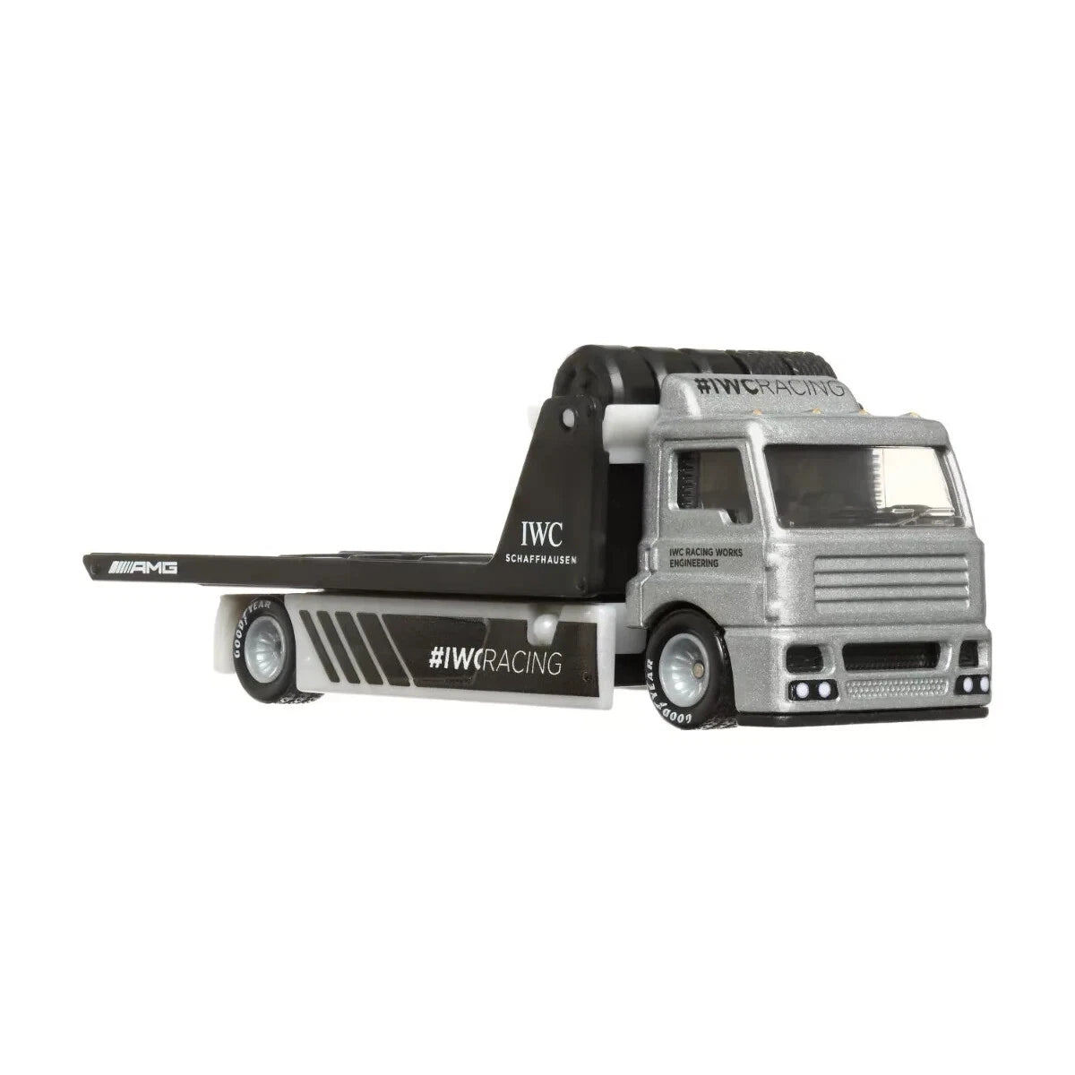 Hot Wheels 1:64 Team Transport featuring the '16 Mercedes-AMG GT3 race car and Fleet Street hauler #48 HCR39 FLF56.