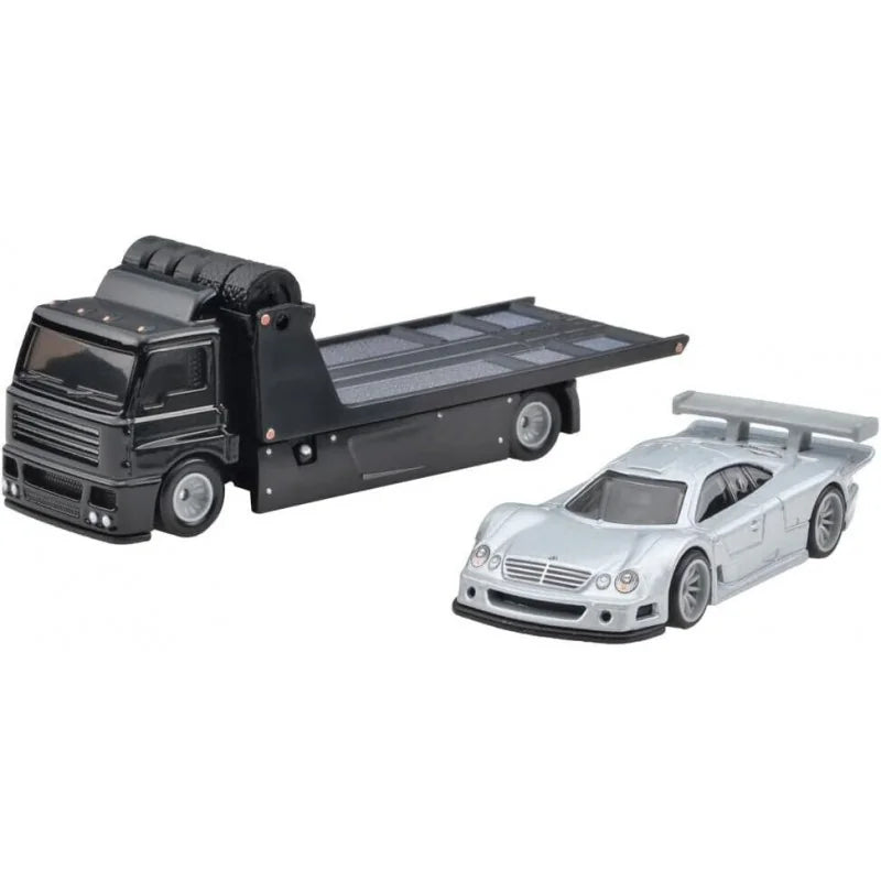 Hot Wheels Premium Team Transport #59 1997 Mercedes-Benz CLK-GTR with Fleet Street transporter and protector included.
