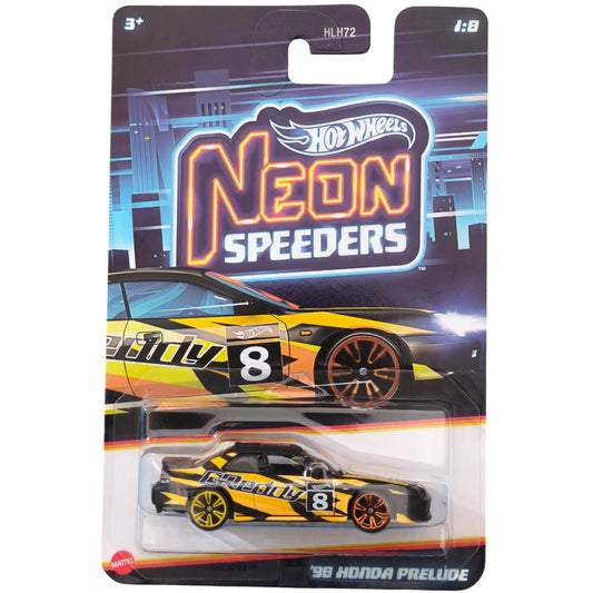 Hot Wheels 1:64 scale die-cast model of the '98 Honda Prelude from the Neon Speeders Silver Series.