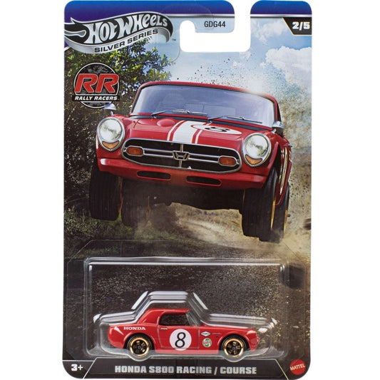 Hot Wheels 1:64 scale Honda S800 Racing Course from Silver Series RR Rally Racers with vintage racing livery.