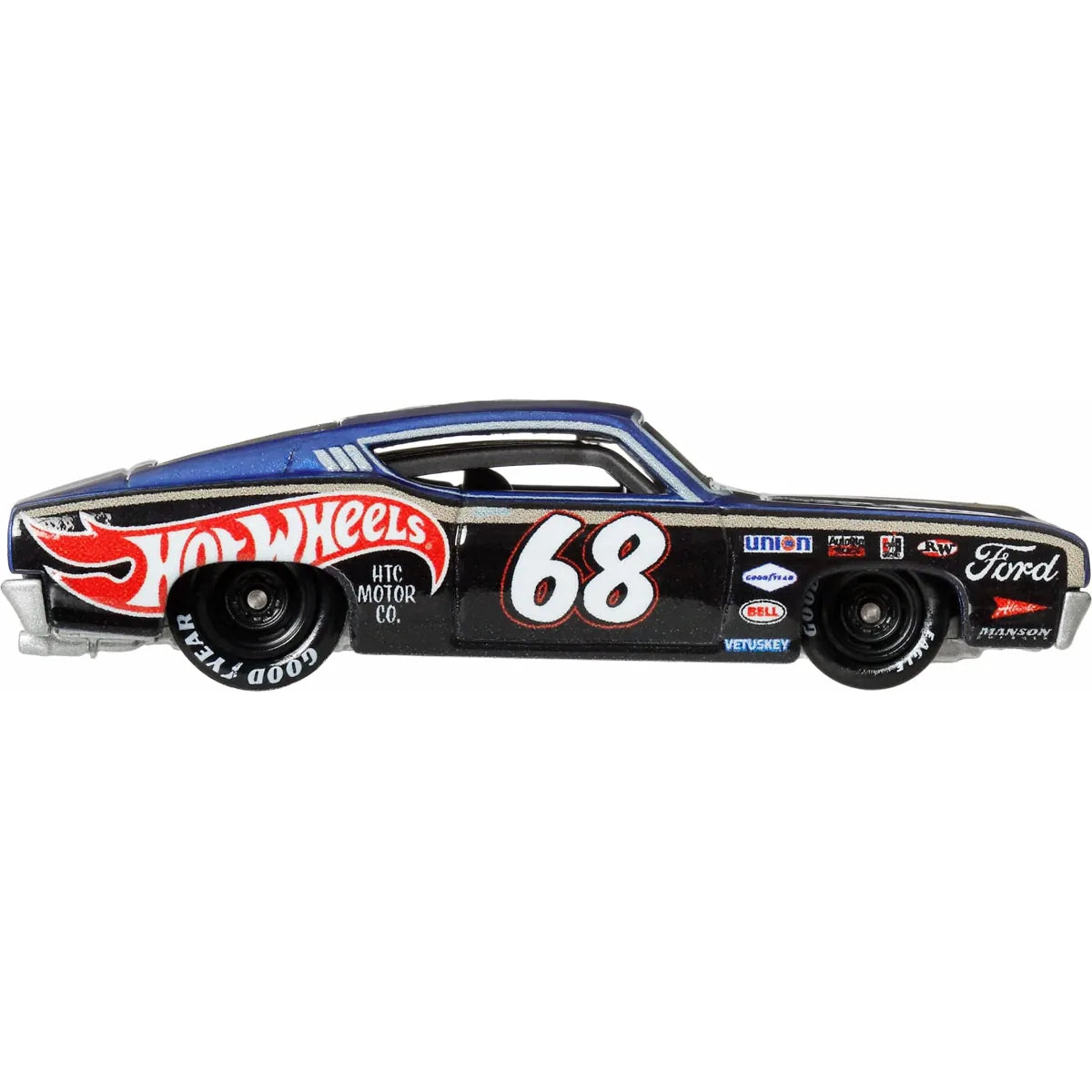 Hot Wheels 1:64 scale '69 Ford Torino Talladega Premium Boulevard die-cast car with Real Riders wheels.