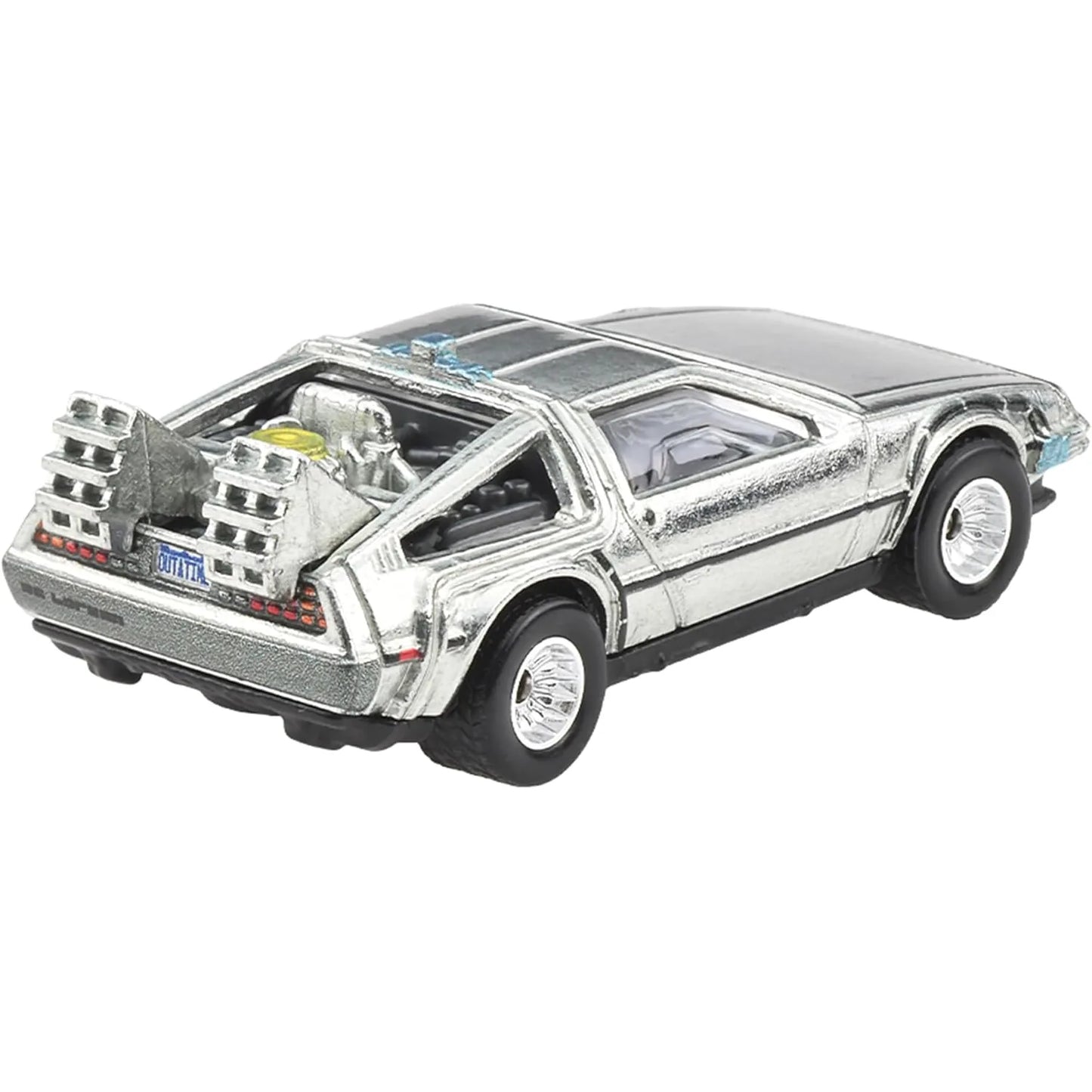 Hot Wheels Premium Car Culture 2-Pack featuring the Back to the Future Time Machine and 1987 Toyota Pickup Truck die-cast collectible models with premium detailing.