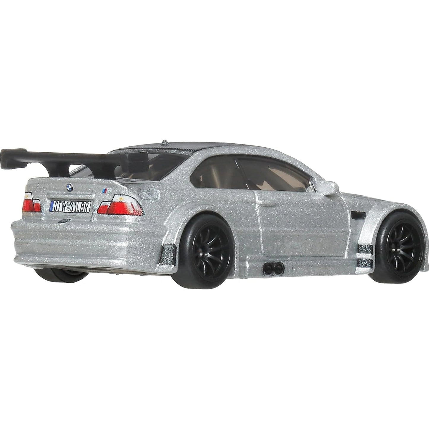 Hot Wheels 1:64 BMW M3 GTR Silver Boulevard #142 premium die-cast model with Real Riders wheels and Metal Metal construction.