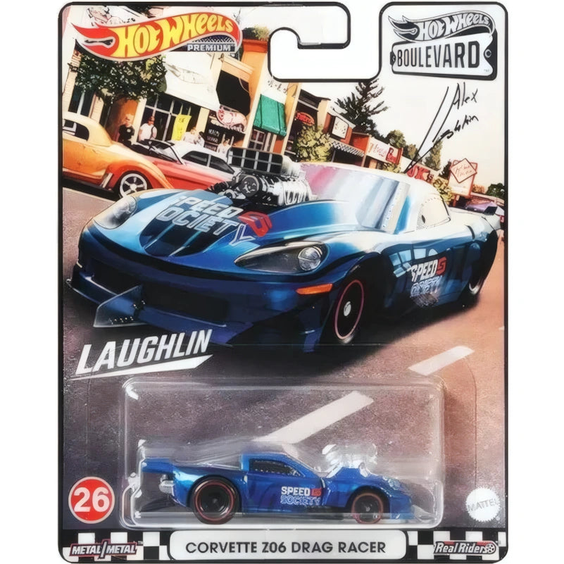 Hot Wheels Corvette Z06 Drag Racer #26 Boulevard Series premium 1:64 die-cast with Real Riders wheels.
