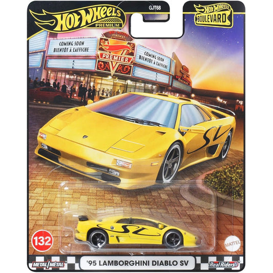 Hot Wheels Boulevard '95 Lamborghini Diablo SV premium 1:64 die-cast collectible with Real Riders wheels.