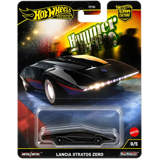 Hot Wheels Premium Car Culture Hammer Drop Lancia Stratos Zero Black 0/5 FPY86 HRW10 Protector Included