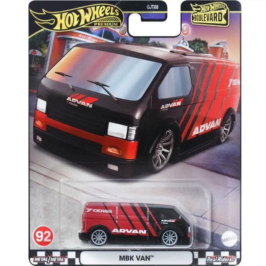 Hot Wheels 1:64 MBK Van Premium Boulevard die-cast model with Real Riders tires and Metal/Metal construction.