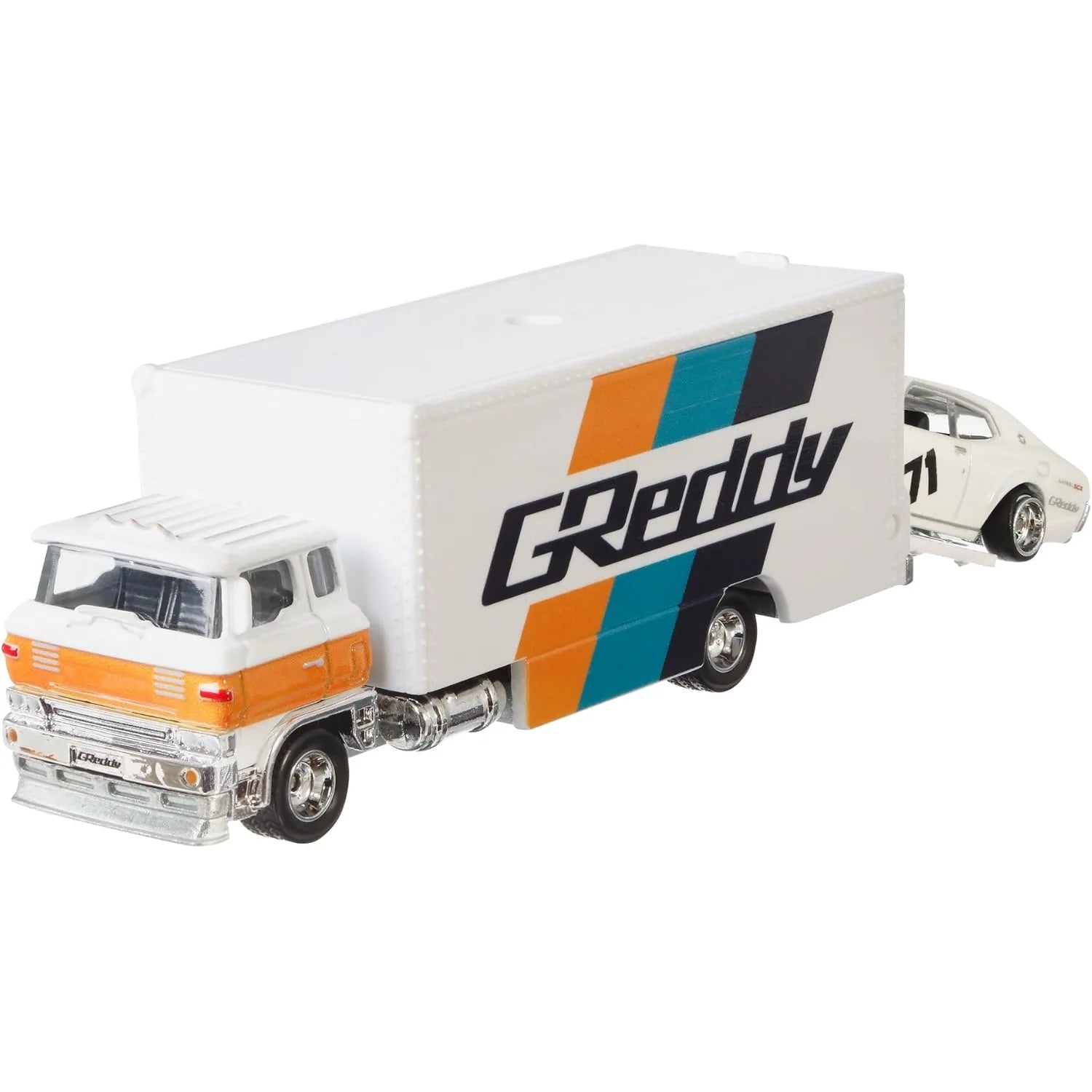 Hot Wheels 1:64 Nissan Laurel 2000 SGX and Sakura Sprinter GReddy Team Transport #2 FLF59 premium die-cast set.