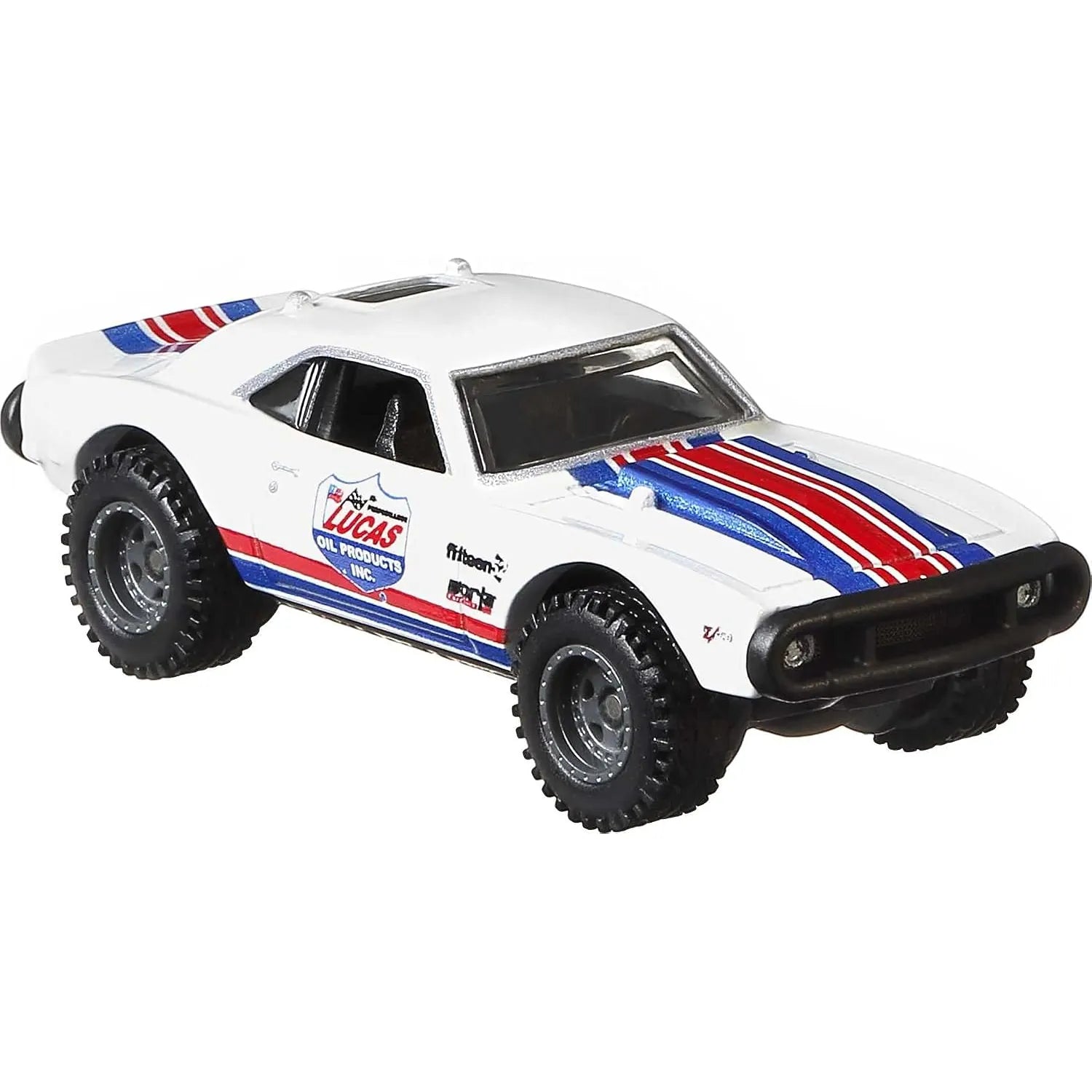 Hot Wheels Premium Car Culture Wild Terrain '67 Off Road Camaro Lucas Oil GJP89 1:64 die-cast with Real Riders wheels and Metal/Metal construction.
