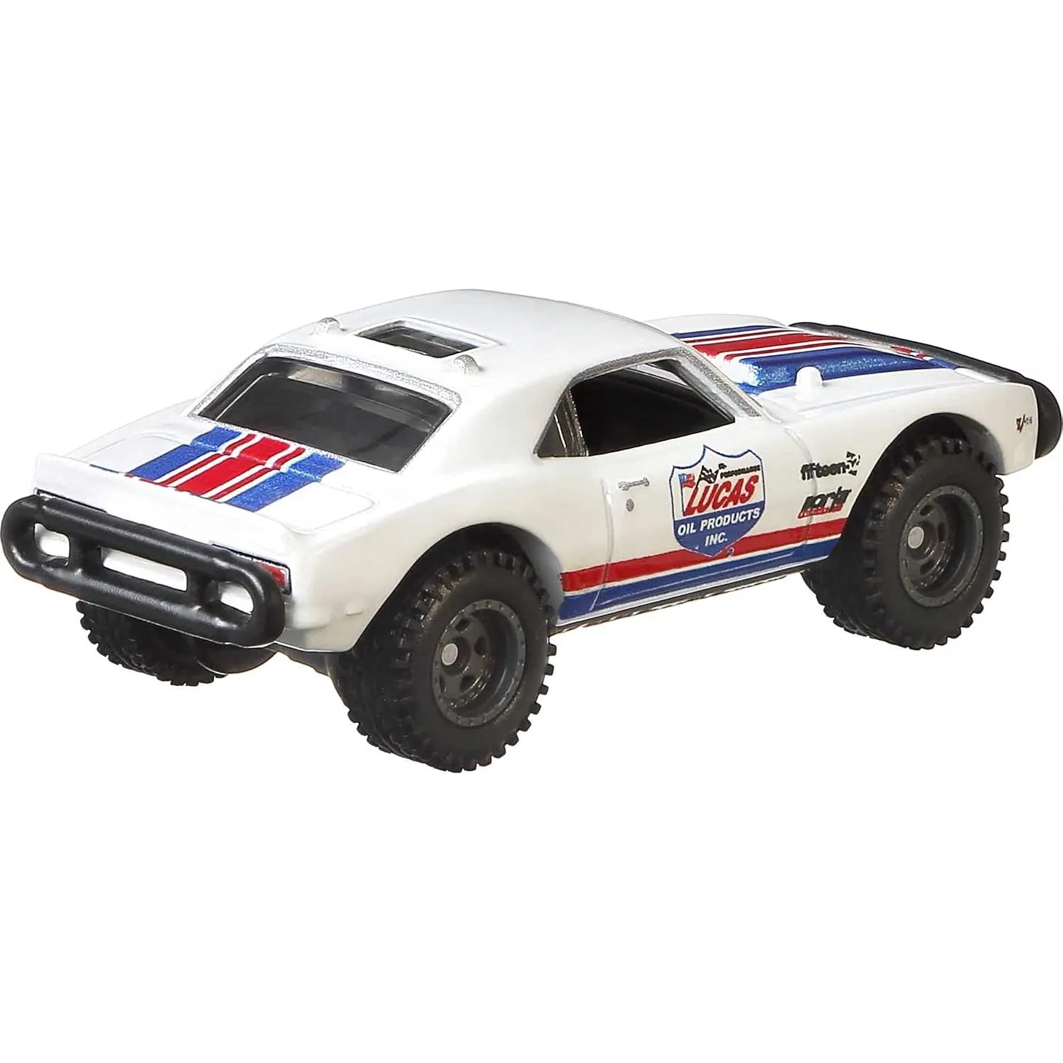 Hot Wheels Premium Car Culture Wild Terrain '67 Off Road Camaro Lucas Oil GJP89 1:64 die-cast with Real Riders wheels and Metal/Metal construction.