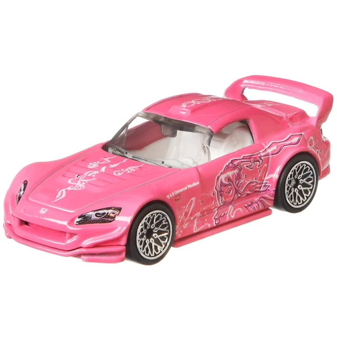 Hot Wheels Premium Fast & Furious Honda S2000 Suki Pink Quick Shifters 1/5 GBW75 with Real Riders rubber tires and Metal/Metal construction in 1:64 scale.