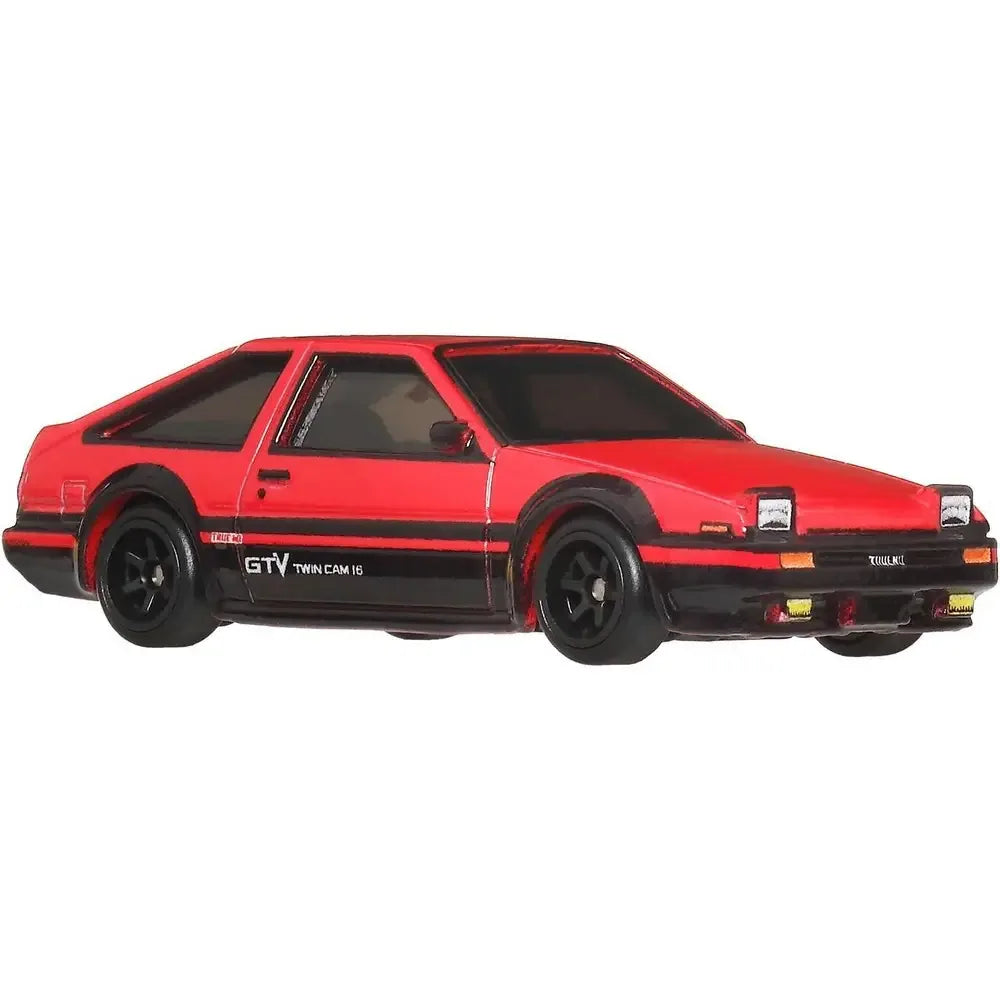 Hot Wheels Premium Team Transport #84 Toyota AE86 Sprinter Trueno with Fleet Street transporter JBM49 FLF56 1:64 die-cast collectible featuring Real Riders wheels and Metal Metal construction.
