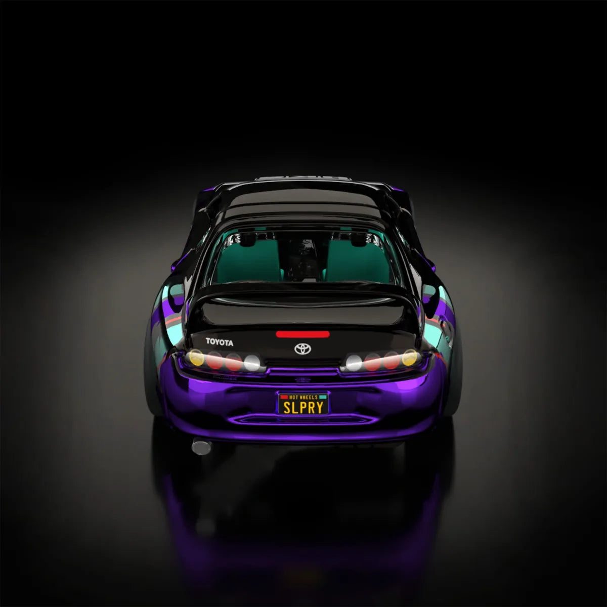 Hot Wheels RLC sELECTIONs Exclusive 1997 Toyota Supra in Spectraflame Dark Purple with Real Riders wheels and HKS Oil Splash graphics.