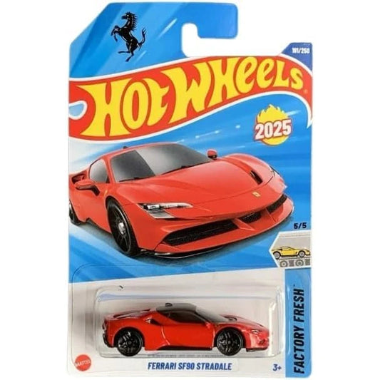 Hot Wheels 1:64 Factory Fresh Ferrari SF90 Stradale in red – 2025 Case J, 191/250, long card
