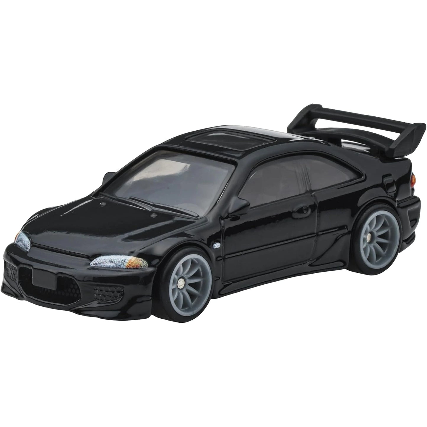 Hot Wheels 1:64 scale black 1993 Honda Civic Coupe EX EJ1 from the Fast & Furious premium series with Real Riders and Metal/Metal build.