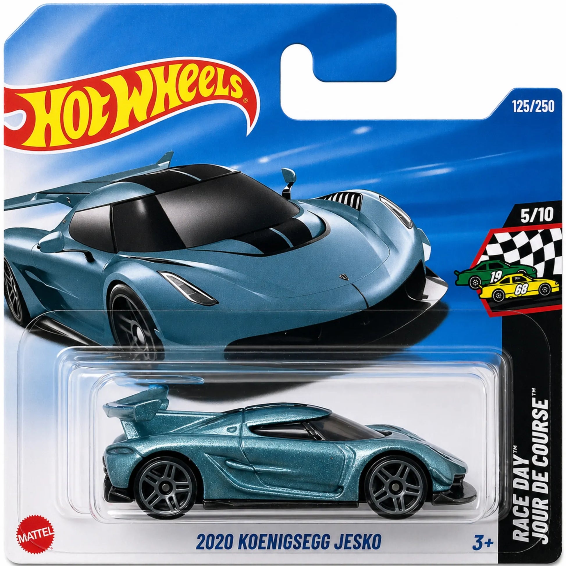 Hot Wheels 1:64 2020 Koenigsegg Jesko Blue Race Day 125/250 5/10 JBB59 Short Card