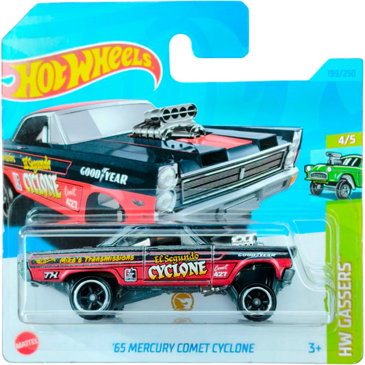 Hot Wheels Super Treasure Hunt '65 Mercury Comet Cyclone with Spectraflame paint and Real Riders, from HW Gassers series.