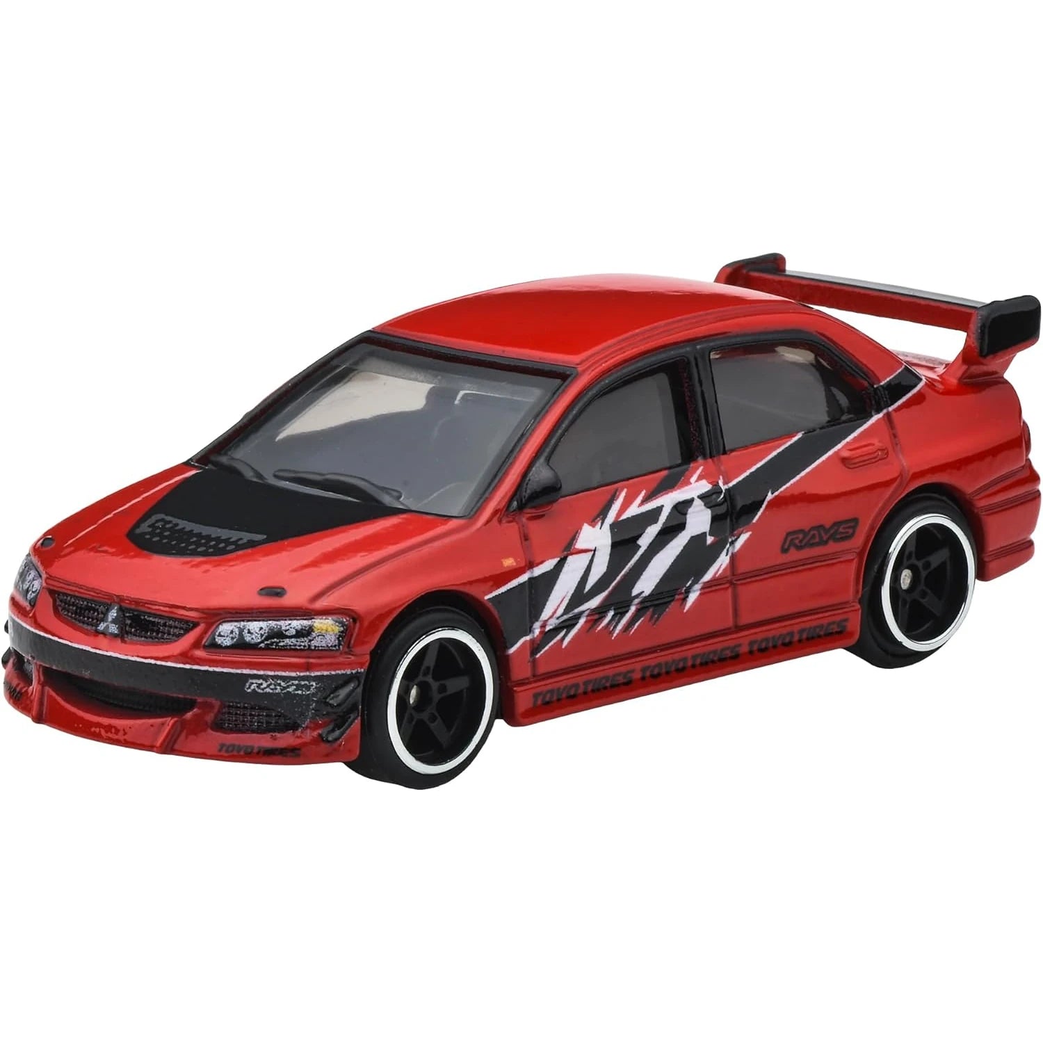 Hot Wheels 1:64 scale Mitsubishi Lancer Evolution IX in red from Fast & Furious: Tokyo Drift with Real Riders and Metal/Metal build.