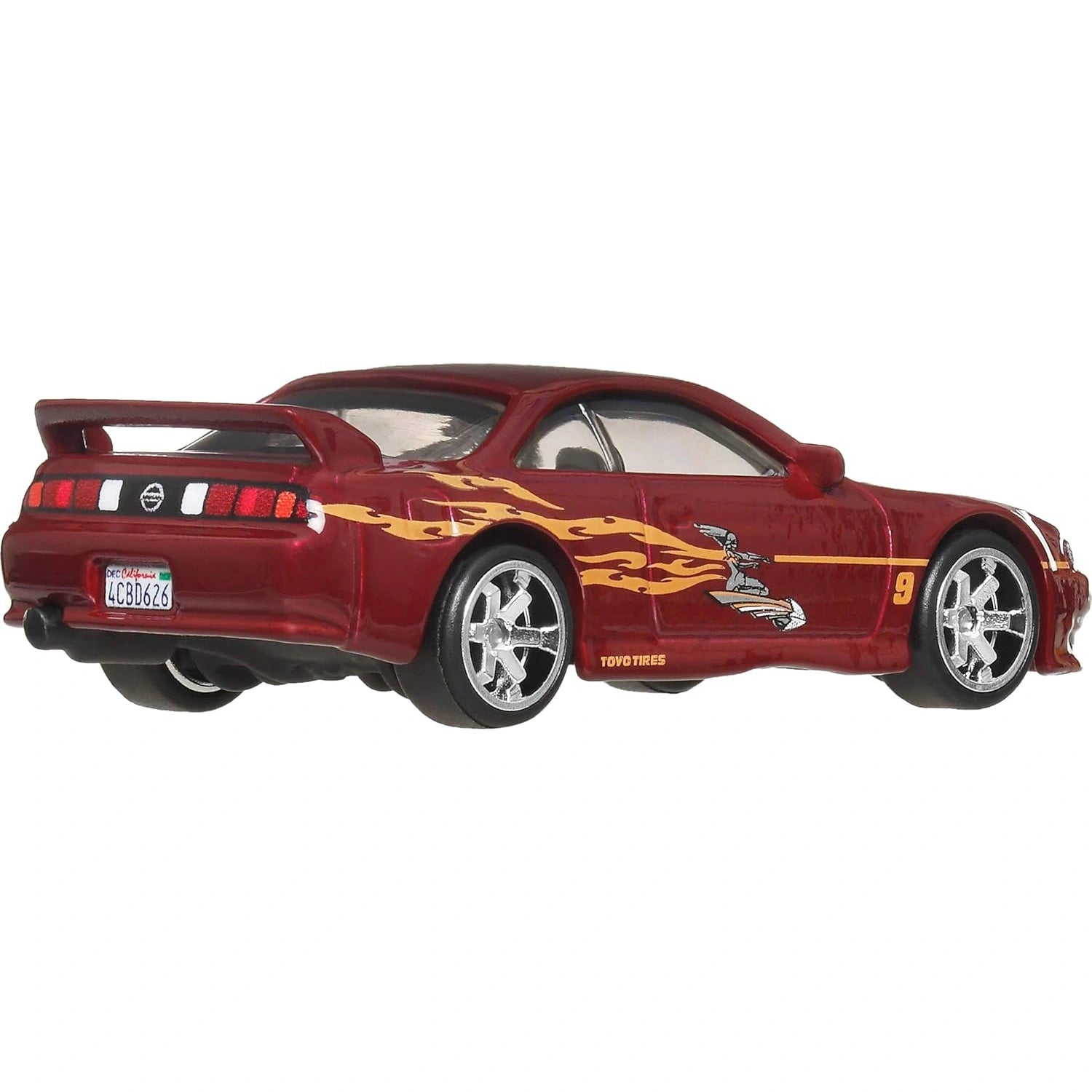 Hot Wheels 1:64 scale Fast & Furious Premium Nissan 240SX S14 die-cast model with Real Riders and Metal/Metal construction.