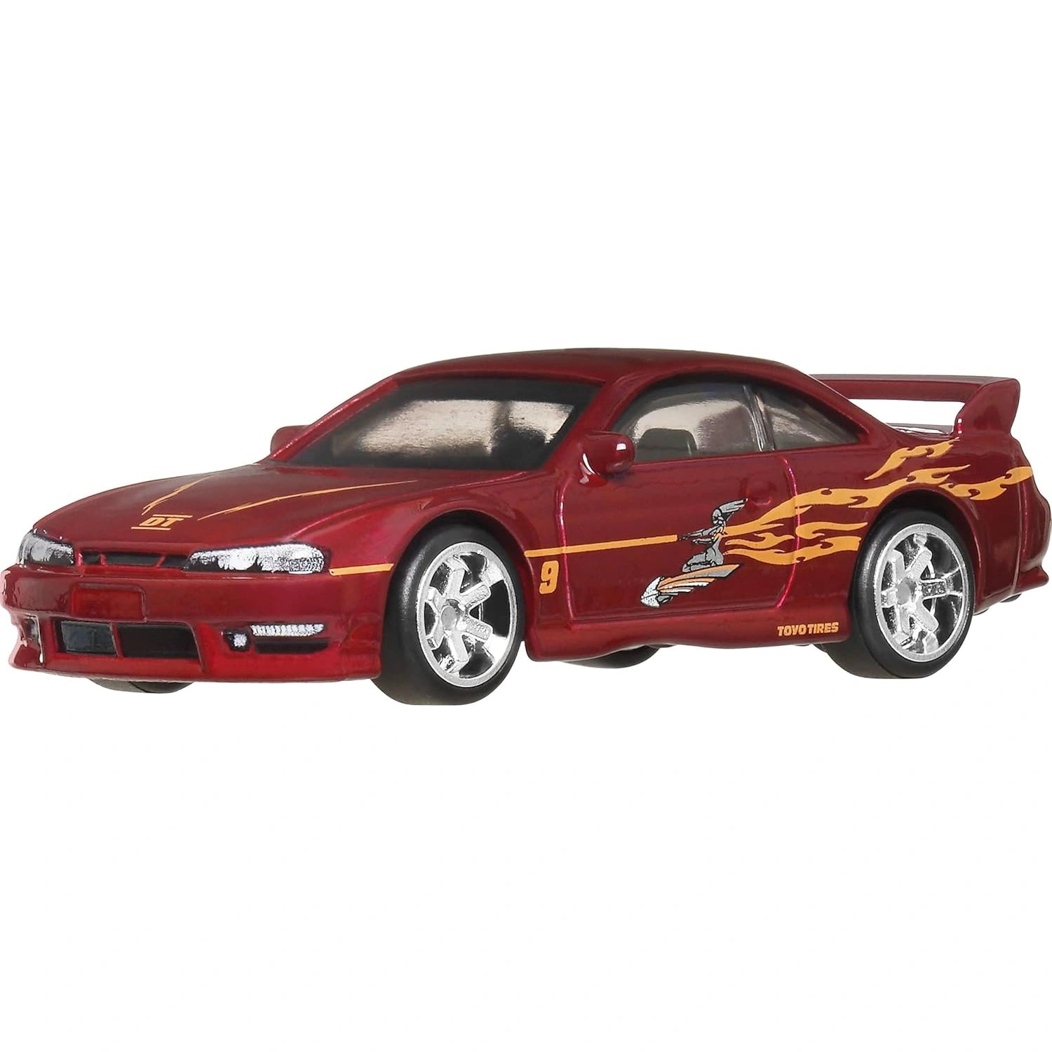 Hot Wheels 1:64 scale Fast & Furious Premium Nissan 240SX S14 die-cast model with Real Riders and Metal/Metal construction.