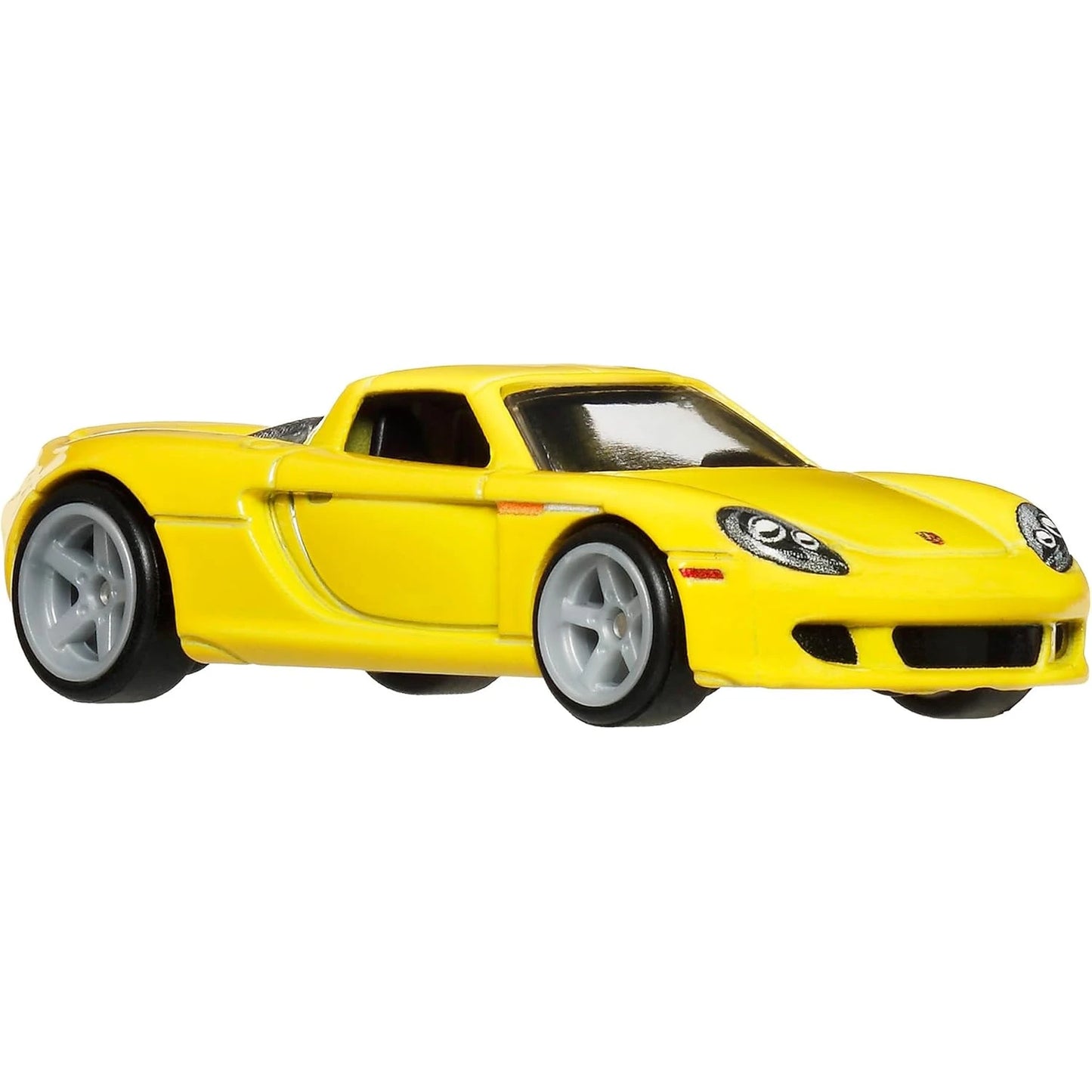 Hot Wheels 1:64 Porsche Carrera GT yellow Car Culture Timeless Icons die-cast model with Real Riders wheels.