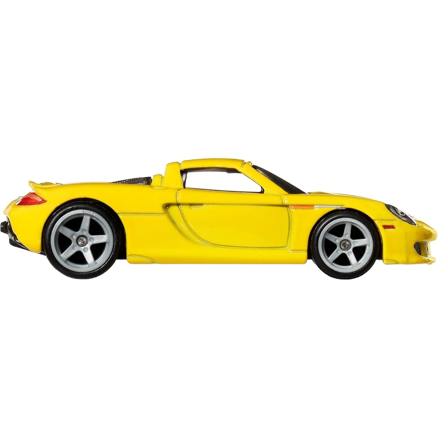 Hot Wheels 1:64 Porsche Carrera GT yellow Car Culture Timeless Icons die-cast model with Real Riders wheels.