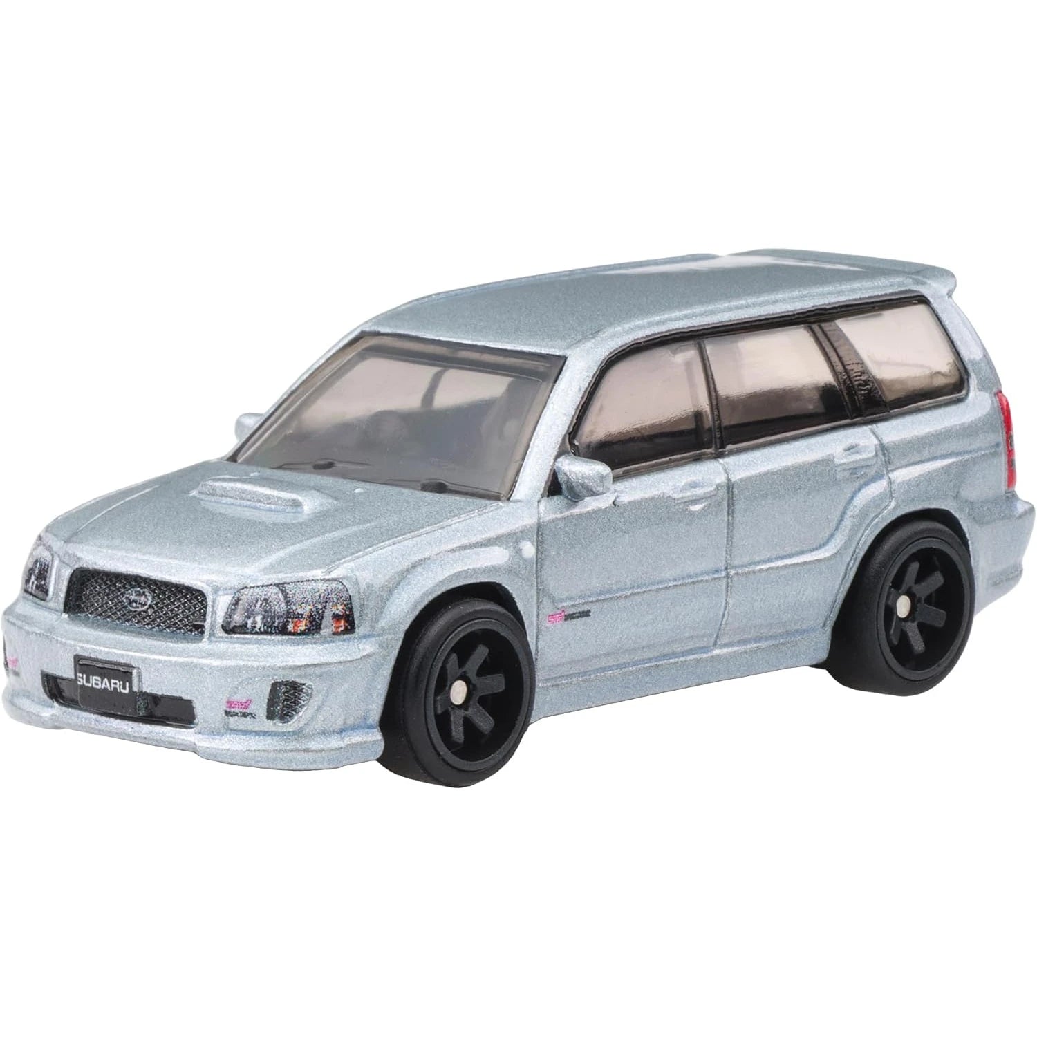 Hot Wheels 1:64 Subaru Forester STI Fast Wagons JBK87 FPY86 die-cast model with Real Riders wheels.