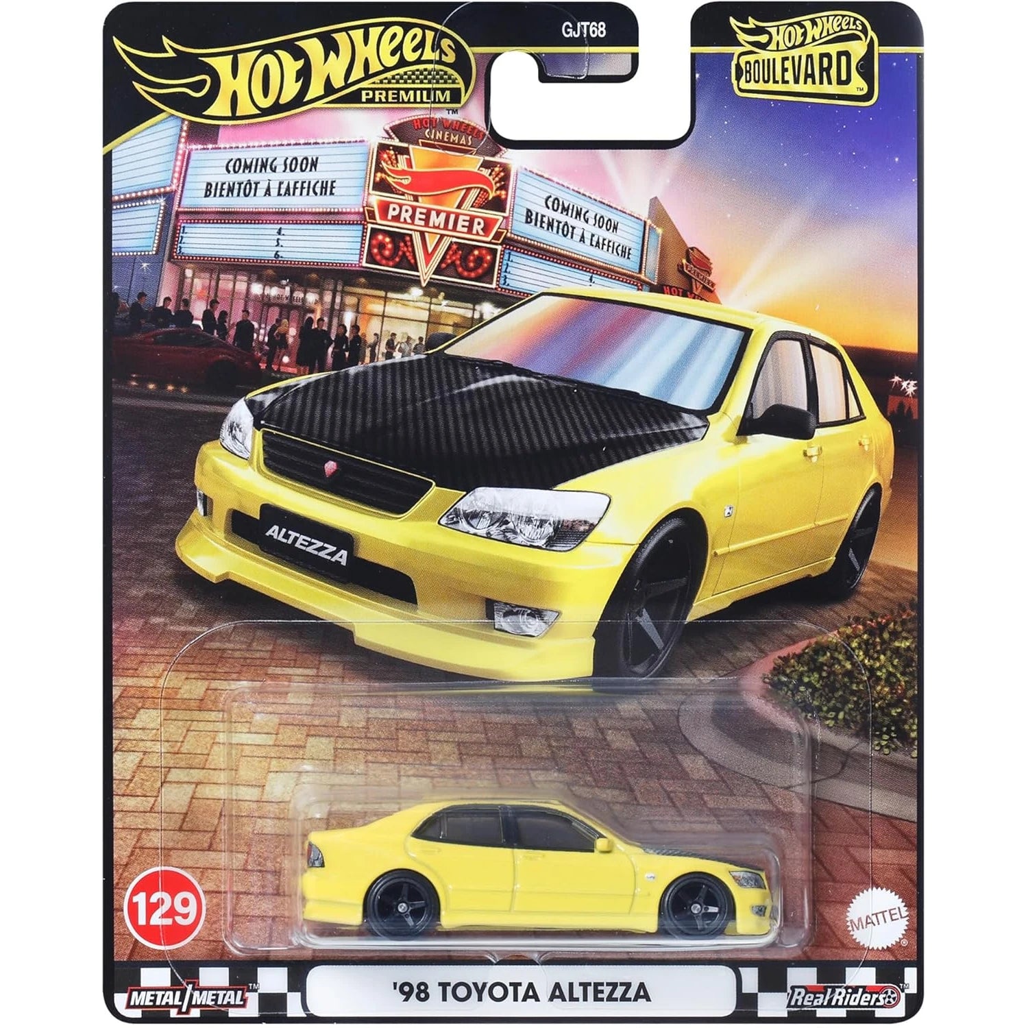 Hot Wheels 1:64 Lexus Toyota Altezza Boulevard JBL23 FPY86 die-cast model with Real Riders wheels.