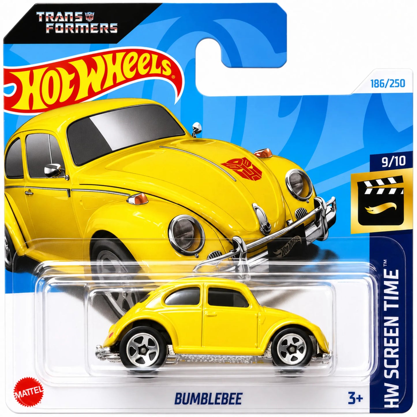 Hot Wheels 1:64 Bumblebee Volkswagen Beetle Yellow HW Screen Time 186/250 9/10 HTB35 Short Card die-cast model car