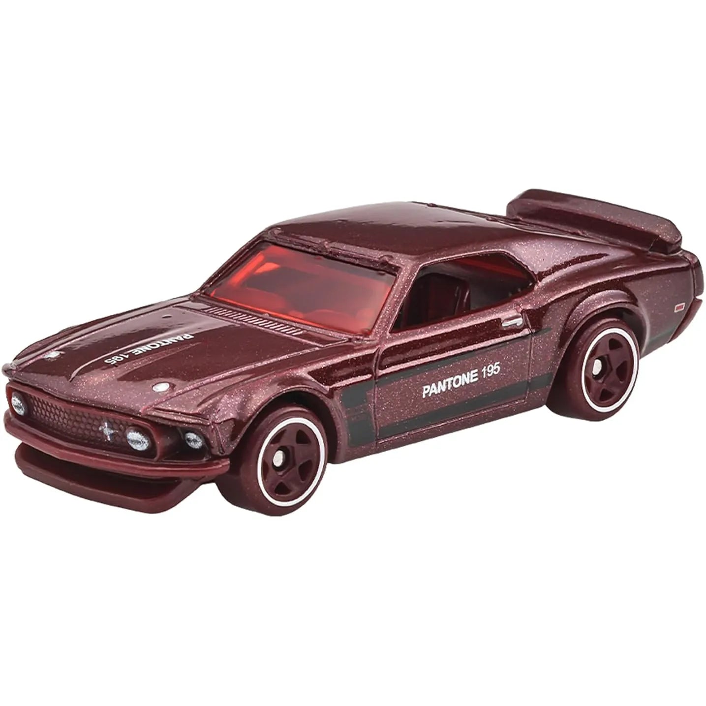 Hot Wheels 1:64 scale '69 Ford Mustang Boss 302 in Pantone 195 maroon from the Silver Series – JKY47 JKY48