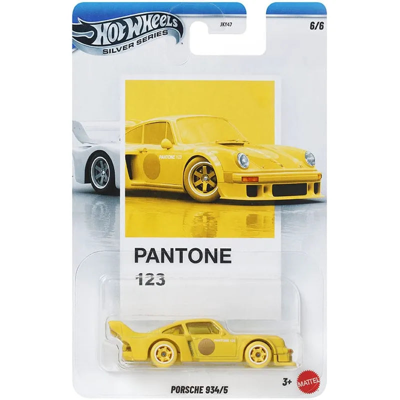 Hot Wheels 1:64 scale Porsche 934/5 in Pantone 123 yellow from the Silver Series – JKY47 JKY53