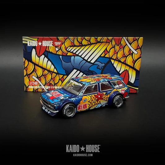 Kaido House x Mini GT Datsun Kaido 510 Wagon Koi Wagon V1 KHMG248 collectible model.