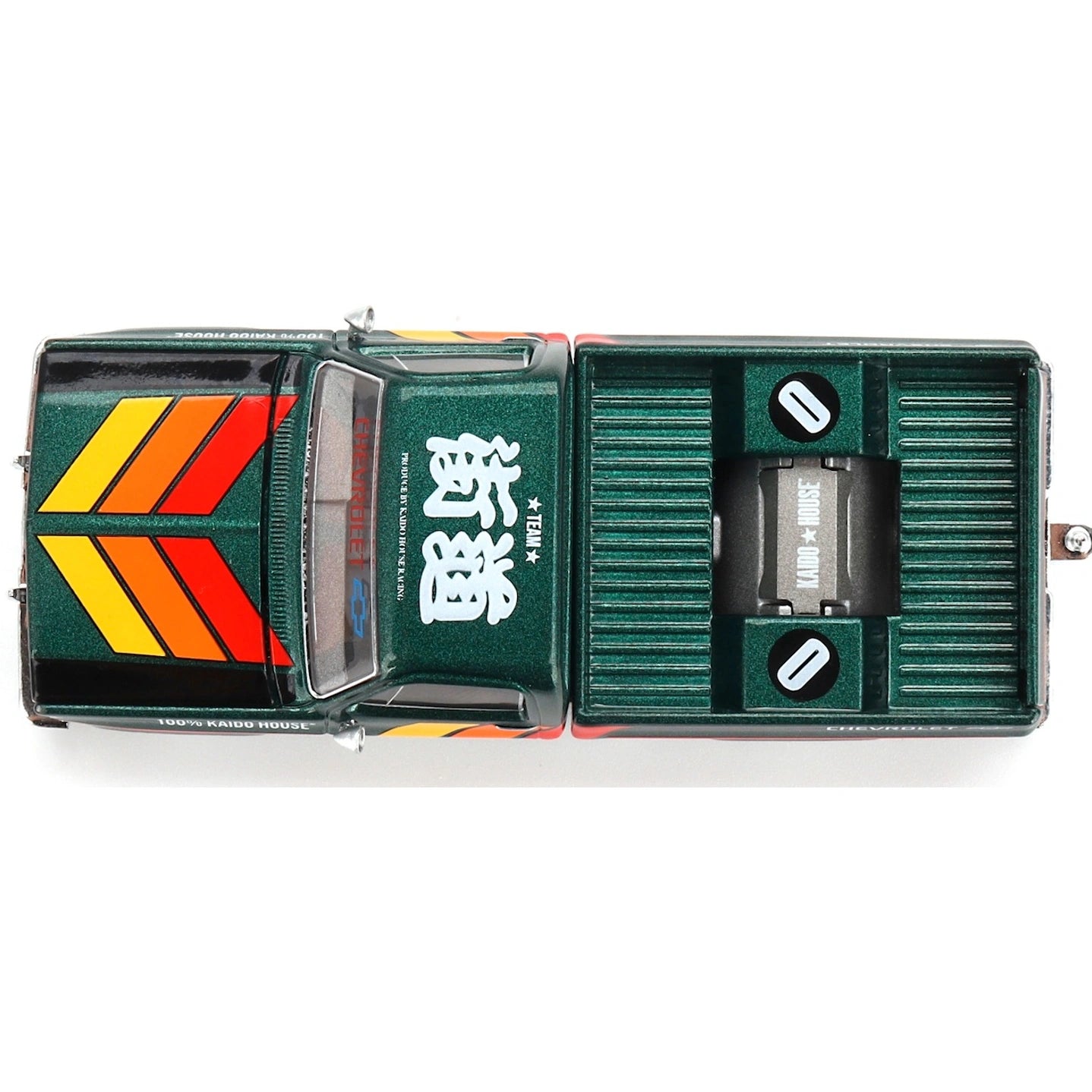 Kaido House x MiniGT 1:64 Chevrolet Silverado Kaido Works V3 KHMG226 with custom livery and wide body styling.
