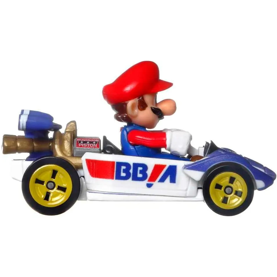 Hot Wheels Mario Kart Mario Circuit Special Mach-Celere die-cast vehicle inspired by the Nintendo racing game series.