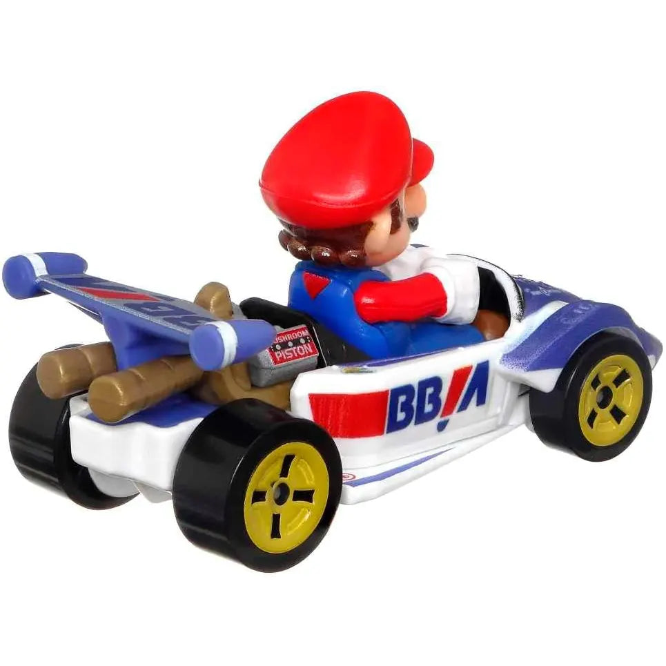 Hot Wheels Mario Kart Mario Circuit Special Mach-Celere die-cast vehicle inspired by the Nintendo racing game series.