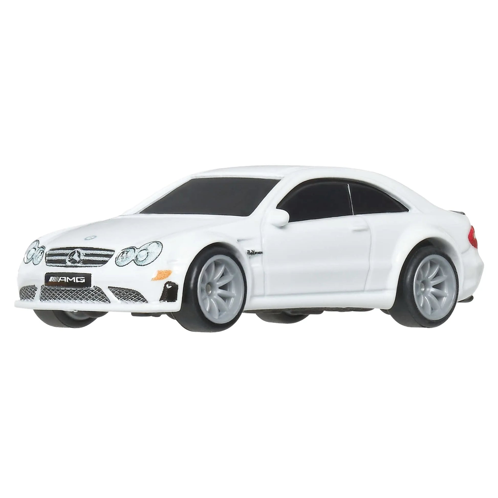 Hot Wheels 1:64 scale 2008 Mercedes-Benz CLK 63 AMG Black Series Premium Car Culture die-cast car with Real Riders wheels and Metal/Metal body.